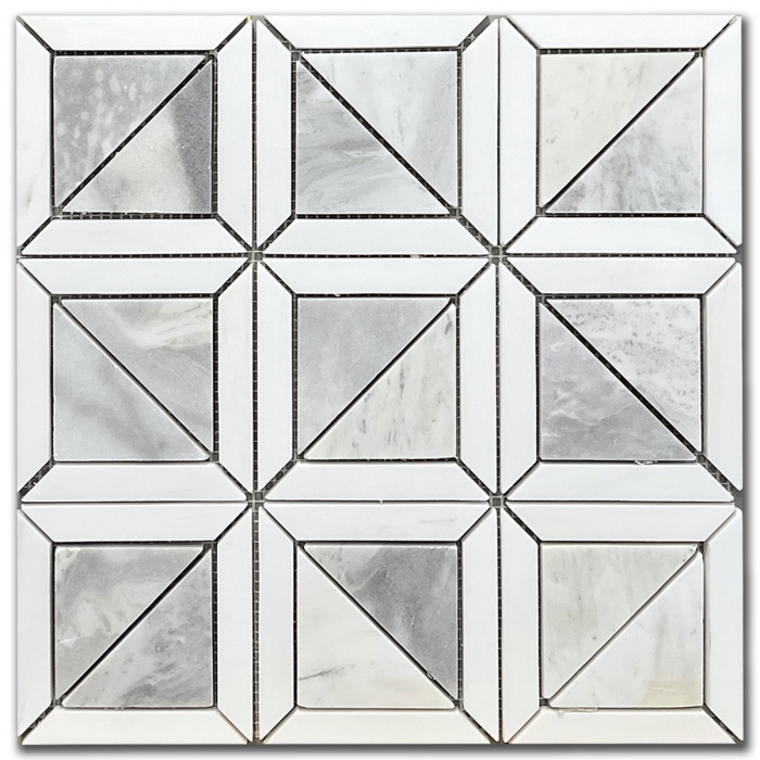 Marble Mosaic Dolomite & Argento Illusion 31x31 cm Polished