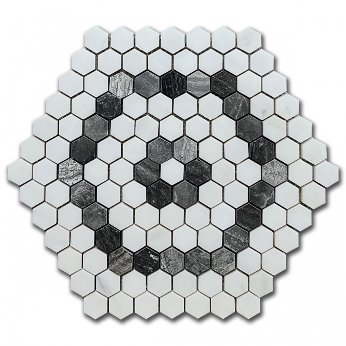 Marble Mosaic Dolomite & Metalicus Hexagon 2,5x2,5 Polished