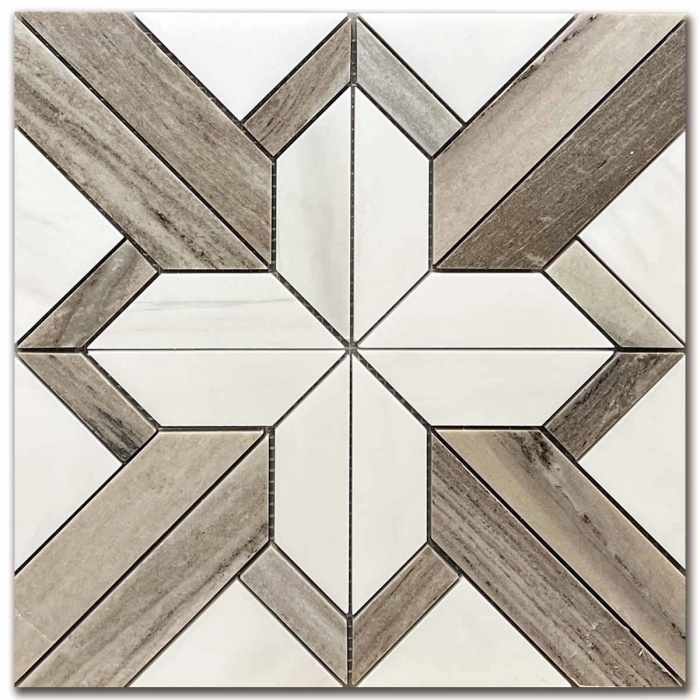 Marble Mosaic Palissandro & Dolomite Mod-2 30,5x30,5 Polished